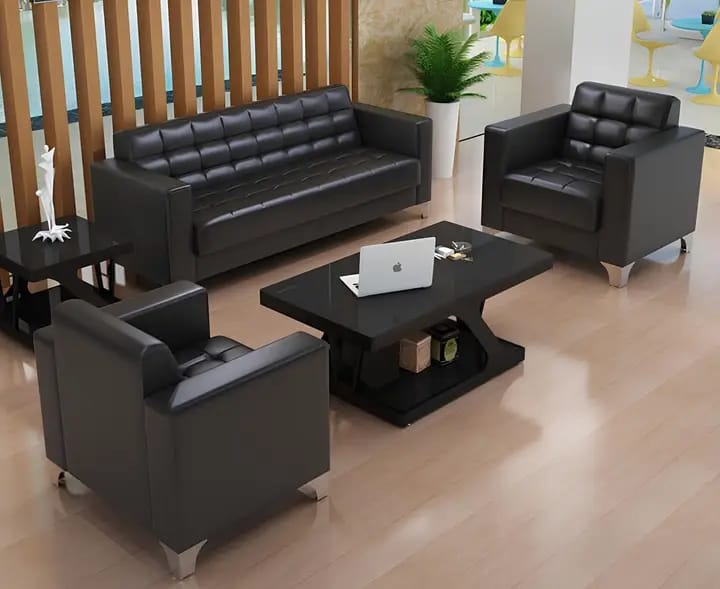 Leather 5-Seater office sofa - Image 5