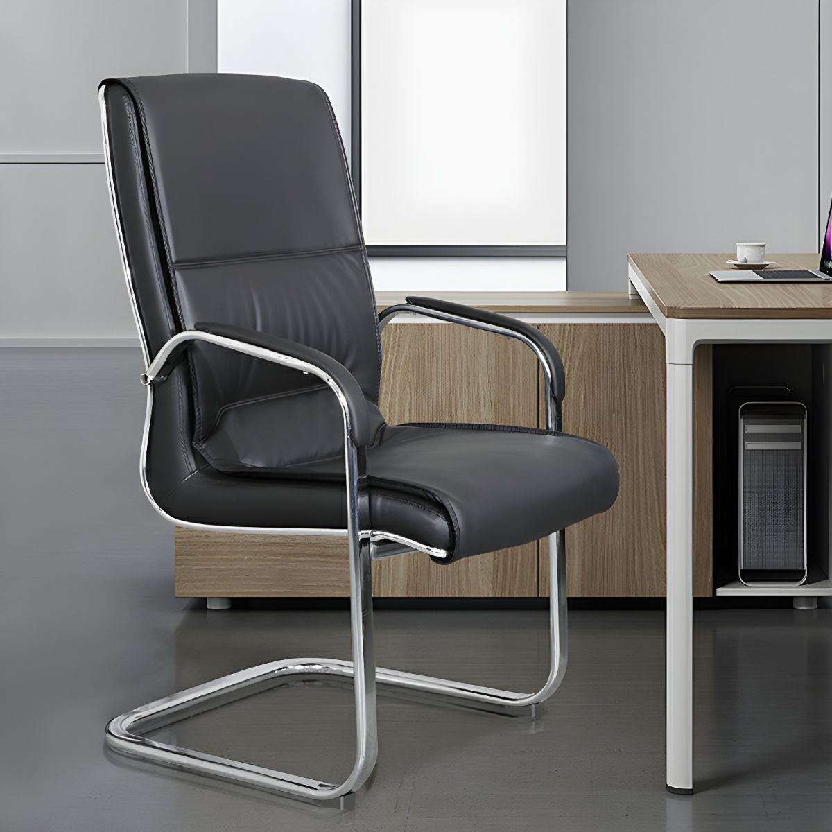 Visitor's leather highback chair