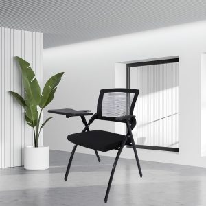Foldable chair with writing pad